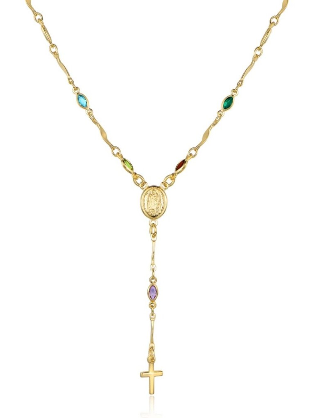 18K Gold Plated Multicolor Virgin Mary Necklace | Handmade in Brazil, Unique